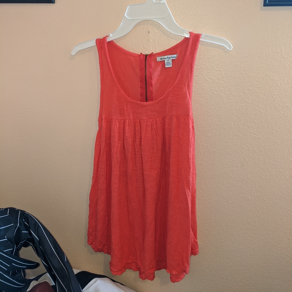 American Eagle Flowy Hi-Lo Salmon Tank Top